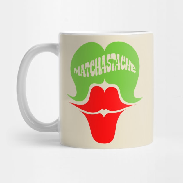 Matchastache Matcha green tea green mustache and red lips by Elizza